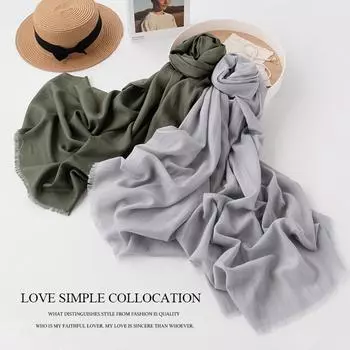 Шарф из 100% овечьей шерсти, элегантный однотонный шарф, мягкий шерстяной шарф премиум-класса для женщин 190*70cm