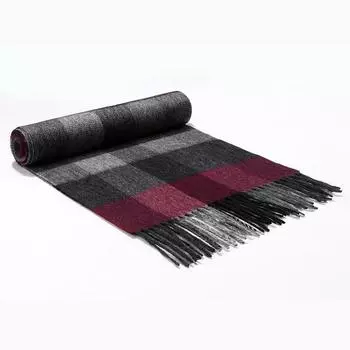 Шарф из чистой шерсти, осенне-зимний шарф, основовязаный классический клетчатый теплый шарф из овечьей шерсти, унисекс 180cm чёрный