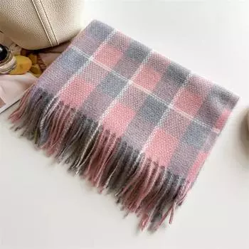 Шарф из имитации кашемира Женский Мужской Зимние Шарфы Корейская Клетка Утолщенный Студенческий Осенний Унисекс Модный Шейный Теплый Шаль 204x64cm