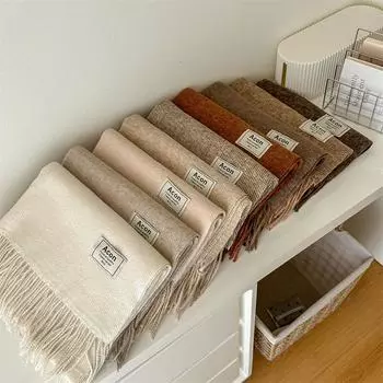 Шарф из искусственного кашемира с вырезанным цветком, однотонный, женский, осенне-зимний, высококачественный, с кисточками, утолщенный, на ощупь, из кашемира above 175cm