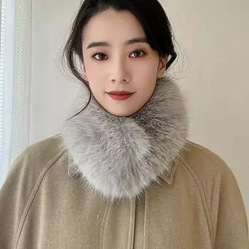 Шарф из искусственного меха лисы, меховой воротник. Универсальный и модный защитный воротник с магнитной пряжкой для женщин зимой. белый