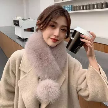 Шарф из искусственного меха лисы осень-зима теплый женский воротник из искусственного меха шаль воротник-обертка