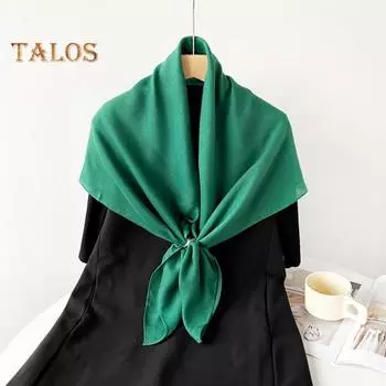 Шарф из искусственного шелка, сплошной цвет, тонкая женская шаль, легкий пляжный длинный шарф, повседневная одежда, украшение для сумки светло-коричневого