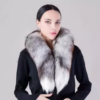 Шарф из лисьего меха, большой меховой воротник из лисьего хвоста, женский зимний теплый модный корейский вариант, цельный шарф из лисьего меха