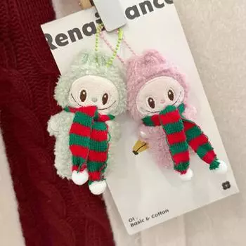 Шарф из мультфильма Кудрявые волосы Лабубу Плюшевая кукла Подвеска Kawaii Брелок Студенческая школьная сумка Подвеска Украшения Кукла Девочка Мальчик Подарочные игрушки