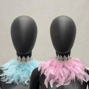 Шарф из павлиньих перьев Yousheng, готическая накидка ручной работы с регулируемым кружевным поясом, воротник с перьями градиентного цвета, аксессуары для танцевальной вечеринки бежевый