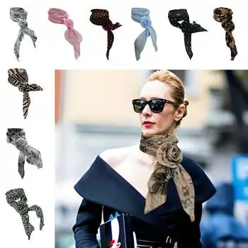 Шарф из шелка с цветком розы, тонкие цветочные шифоновые шарфы, модный шейный платок для женщин, девушек, женщин 1