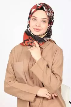 Шарф из твила с рисунком ShantuQ, черный/оранжевый