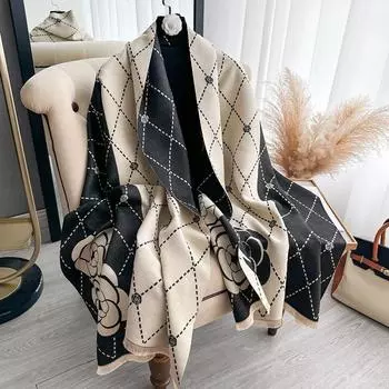 Шарф Камелия женский утолщенный теплый студенческий шарф шаль для улицы 180cm красный