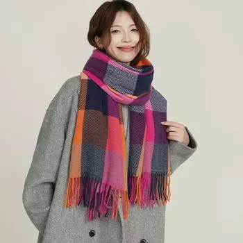 Шарф кашемировый британский стиль женский классический клетчатый Ins повседневный студенческий длинный шарф-шаль с бахромой 70-180CM розы красного