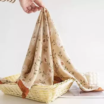 Шарф квадратный Four Seasons Countryside Fragrant Small Square, свежий шарф в деловом стиле, натуральный, милый, напечатанный, искусственный шелковый шарф 70*70cm