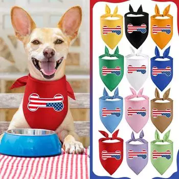 Шарф на День независимости Америки, собака, домашнее животное, слюна, полотенце, американский флаг, треугольная плоская плоскость One Size