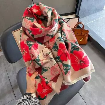 Шарф на флисовой подкладке, зимний женский шарф 65x185cm