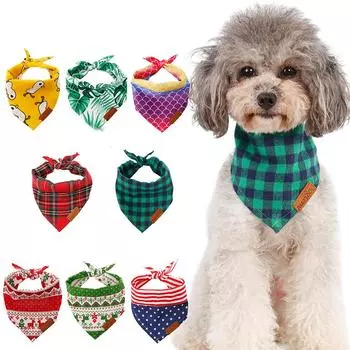 Шарф на шею для собак, щенков и кошек, бандана, воротники, шейный платок, шарф с рождественским принтом S зелёный