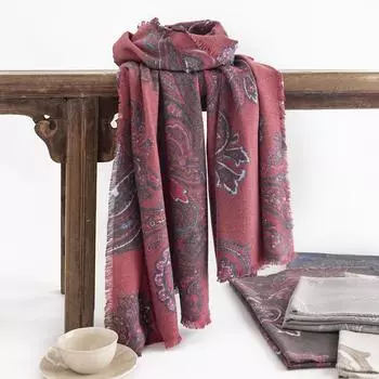 Шарф осень и зима кешью с принтом для женщин 2024 года европейский и американский новый имитация кашемира шаль утолщенный теплый и холодостойкий шарф 65*190cm