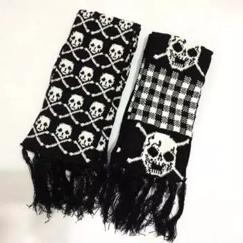 Шарф осень-зима Y2k Harajuku череп утолщенный теплый вязаный шарф жаккардовый шарф со скелетом для женщин 180*20cm