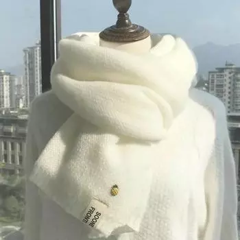 Шарф с ананасом, женские осенние и зимние модели, корейский дикий студенческий пара, милый вязаный шерстяной толстый теплый шарф One size