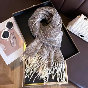 Шарф с цветочным принтом для девочек, мягкий кашемировый шарф, осенне-зимний, мужской, женский, теплый, модный шарф, большая шаль, праздничные подарки, обертывание 206x64cm