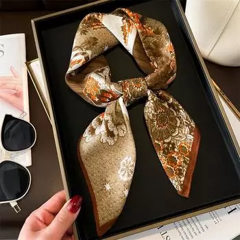 Шарф с изображением цветка хлебного дерева 65 65 см, тонкий квадратный шарф, универсальный шейный платок, бархатный шарф на ощупь из хлопка и льна 65x65cm (1-3cm error)