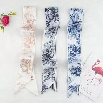 Шарф с изображением животных, завязанный на сумке, узкая длинная повязка для волос, декоративный маленький шарф, маленький шарф, завязанная лента для волос, аксессуары для волос 80-100cm