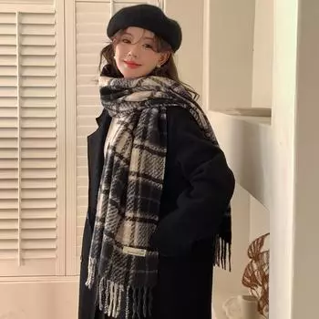 Шарф с кисточками из искусственного кашемира New Atmosphere для женщин на осень и зиму, с утолщенным бархатом и теплым воротником 200cm