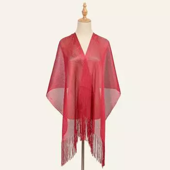 Шарф с кисточками, солнцезащитный свадебный шарф, летние пляжные шарфы для женщин красный