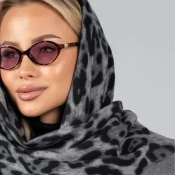 Шарф с леопардовым принтом для женщин, теплый и универсальный шарф, зимний корейский студенческий универсальный, удобный и модный, имитация шаль коричневый