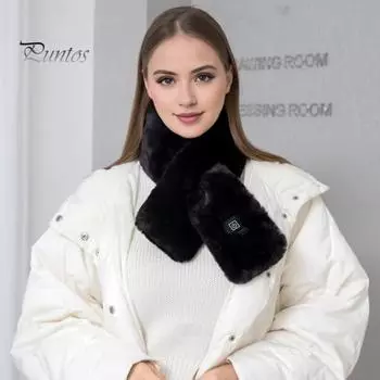 Шарф с подогревом для женщин, перезаряжаемый через USB, электрический шарф с подогревом и интеллектуальным контролем температуры, шарф с быстрым подогревом чёрный