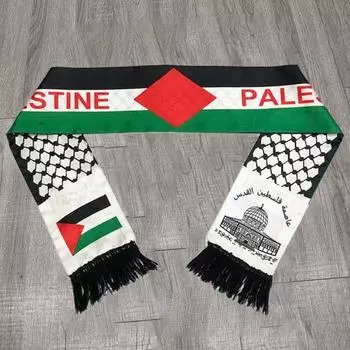 Шарф с принтом флага Палестины, атласный шарф с бахромой, одинаковый по цвету, унисекс, патриотизм, гладкий, изготовленный на заказ, Палестинский национальный день, вечеринка, парад, шейный платок