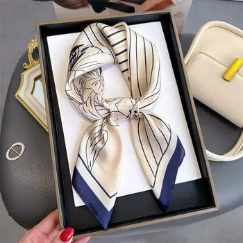 Шарф с принтом лилии 70 квадратных метров, искусственный шелковый солнцезащитный шарф, универсальный декоративный шарф, женский платок, шелковый шарф 70X70CM (1-3cm error)