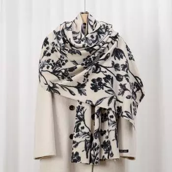 Шарф с принтом «сухие цветы»: Осенне-зимняя шаль из искусственного кашемира, приятная для кожи, теплая и универсальная 70*180 cm