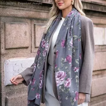 Шарф с принтом в этническом стиле для женщин, удобная шаль с начесом, теплая, на весну 200*60