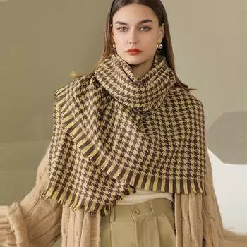 Шарф с узором «гусиные лапки», женский зимний клетчатый кашемировый шарф, шаль, шарф 70*185CM .