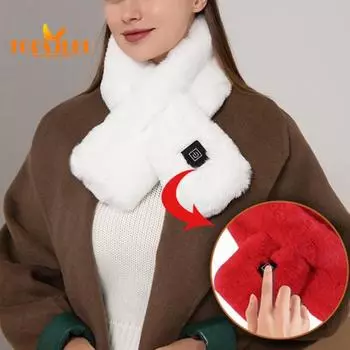 Шарф с зимним подогревом, перезаряжаемый через USB, утолщенное удержание тепла, регулировка трех передач, беспроводная беспроводная повязка на шею, электрический шарф унисекс с подогревом чёрный