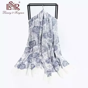 Шарф, шаль, хвост из искусственного полиэстера Ruifengfeng с вырезанными цветами 192cm