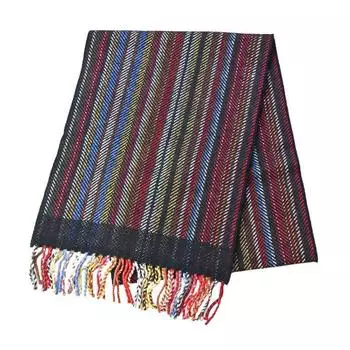 Шарф шерстяной кашемировый черный многоцветный 939F GS25 92 [Paul Smith] 90% 10% [предмет]