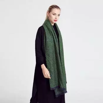 Шарф, шип удлиненный теплый высококачественный шарф с бахромой, шаль женский 220*90cm чёрный