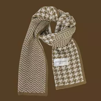 Шарф Thousand Bird Grid для женщин, зима 204, новый корейский универсальный студенческий парный вязаный теплый шарф 160*20