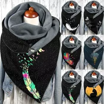 Шарф унисекс Шарфы на пуговицах с принтом Мягкий теплый шарф для лобового стекла One Size