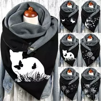 Шарф унисекс Шарфы на пуговицах с принтом Мягкий теплый шарф для лобового стекла One Size