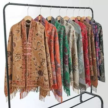 Шарф в этническом стиле, женская шаль высокого класса с теплым жаккардовым шарфом от производителей