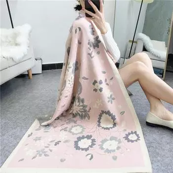 Шарф в богемном стиле, шаль из искусственного кашемира, элегантно декорированный искусственный воротник. 180x65cm бежевый