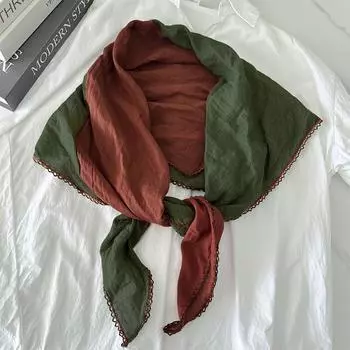 Шарф в форме ромба из двухцветного сплайсированного хлопка и льна для женщин, универсальный длинный шарф, шарф темперамента 80*140cm