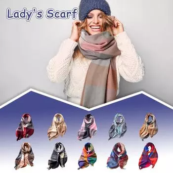 Шарф в полоску, большой, элегантный и теплый зимний шарф One Size