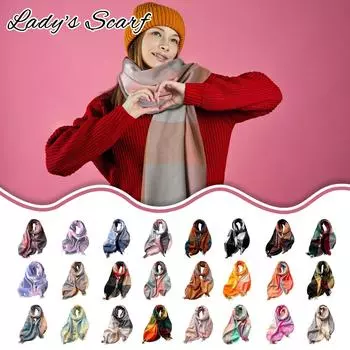 Шарф в полоску, большой, элегантный и теплый зимний шарф One Size