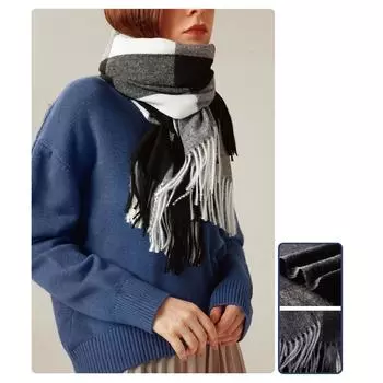 Шарф в полоску, большой, элегантный и теплый зимний шарф One Size