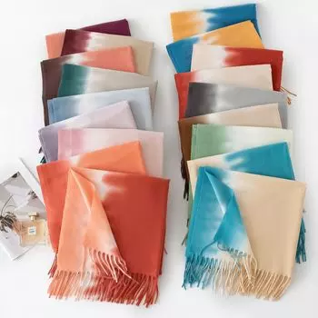 Шарф женский элегантный кисточкой градиент утолщенный холодный и теплый платок 200*65 CM