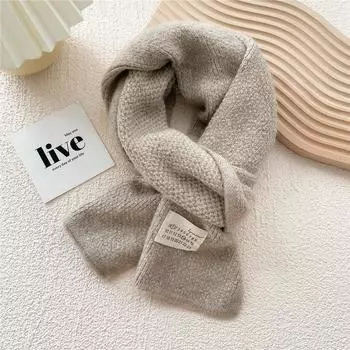 Шарф женский осенне-зимний модный однотонный вязаный теплый шарф белый