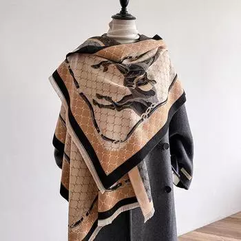 Шарф женский осенне-зимний новый товар кашемировая смесь двухсторонний цветной теплый платок толстый длинный шарф высокого класса модный и универсальный 180*65CM серый