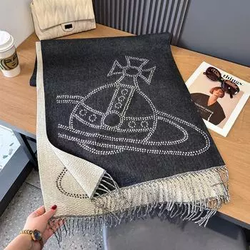 Шарф женский осенне-зимний новый товар кашемировая смесь двухсторонний цветной теплый платок толстый длинный шарф высокого класса модный и универсальный 185*65CM серый